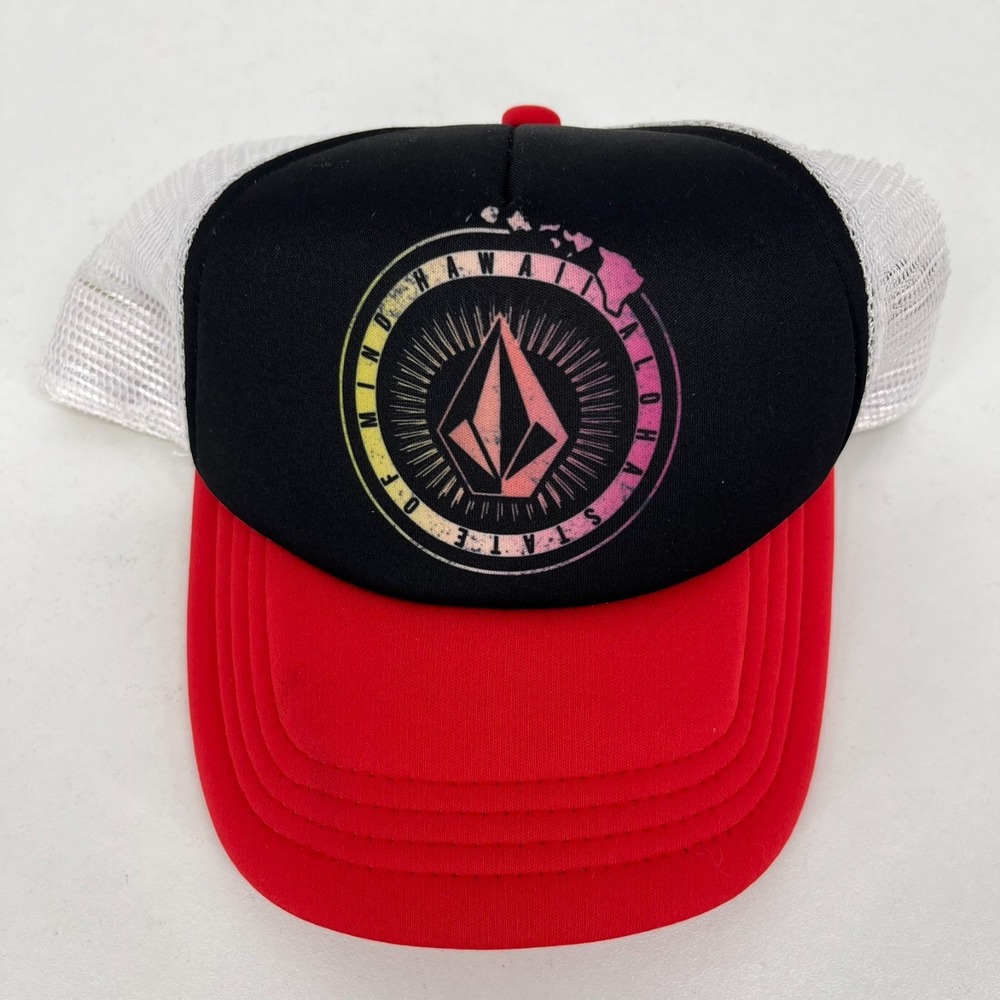 Volcom Hawaii Aloha State of Mind Trucker Hat Snapback Red Black White O/S